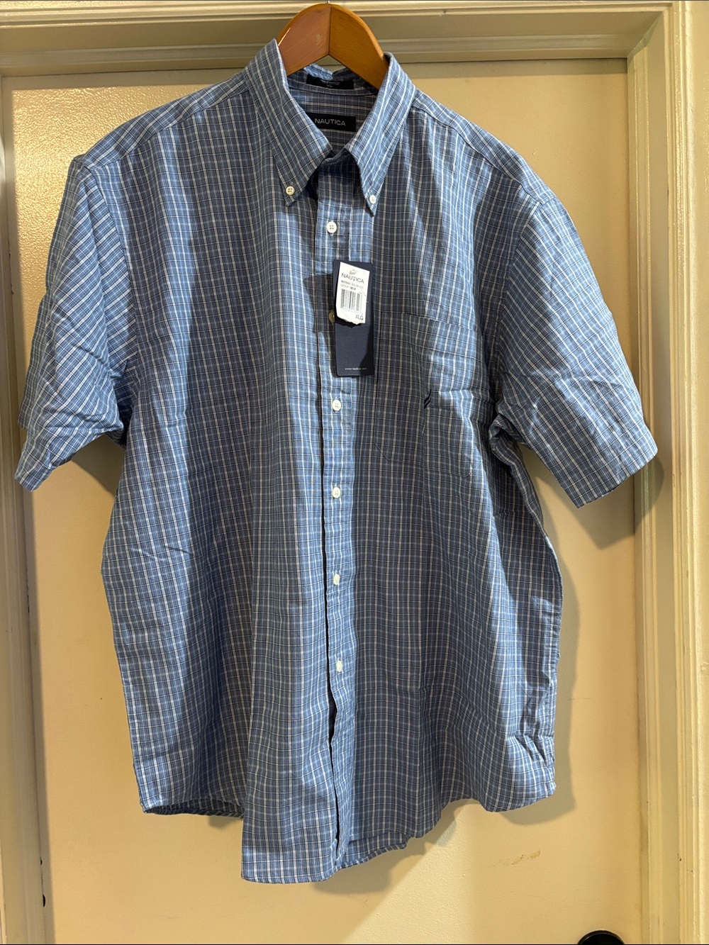 Nautica Light Blue Multi-Stripe Short Sleeve Button-Down Shirt NWT XL